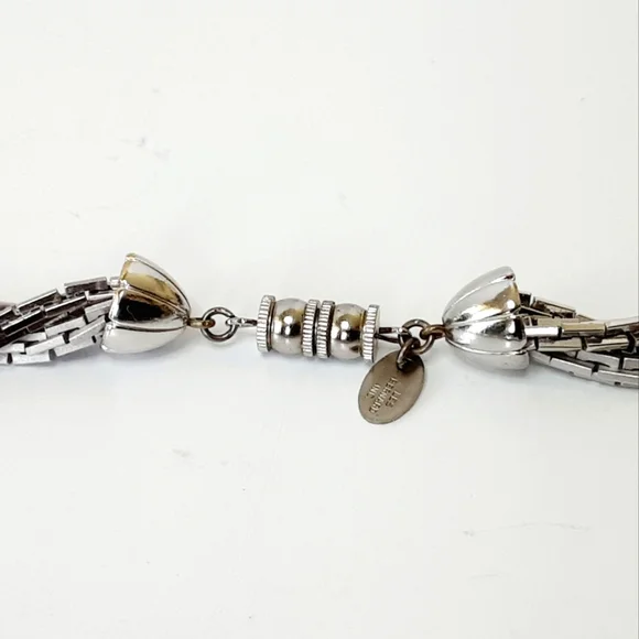 VTG LES BERNARD Silver Tone 3 Strand Twisted Box Link Chain Choker 15" - Picture 6 of 8